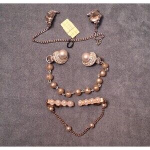 Vintage Sweater Clips (3) Rhinestone Pearl Fruit